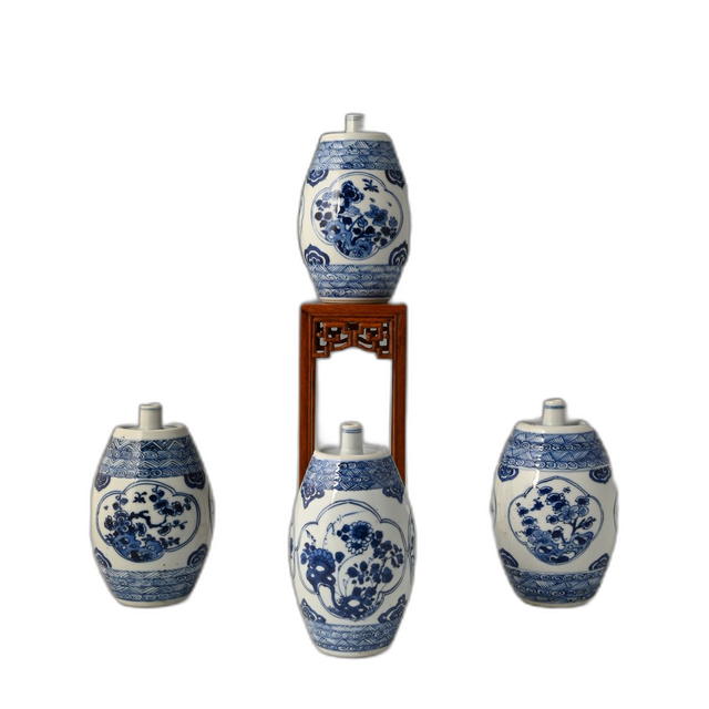 Four Chinese porcelain liquor casks