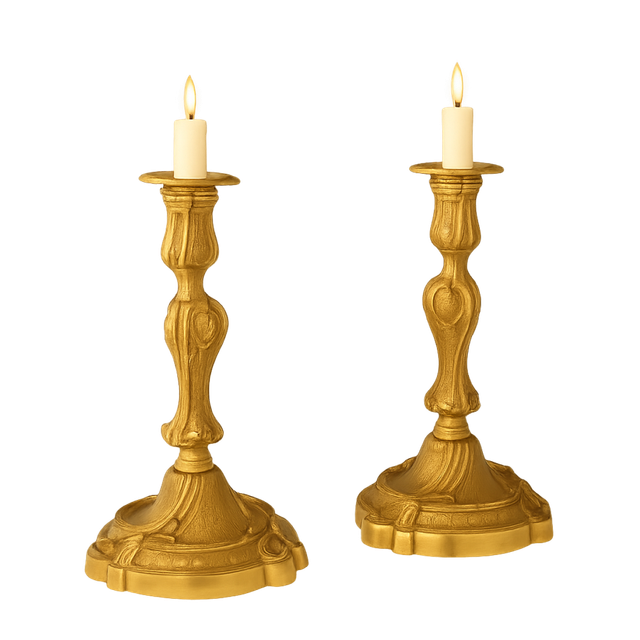 A pair of large fire-gilded bronze candlesticks in the Louis XV style.