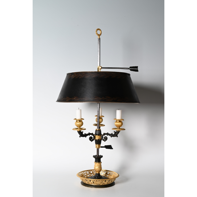 A fine French Empire bouillotte lamp