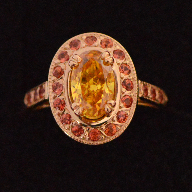 Fancy colour diamond ring