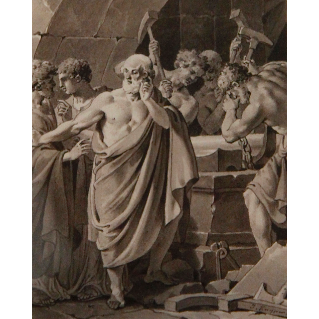 Drawing by Jacques Kuyper: study for print of 'Pythagoras'