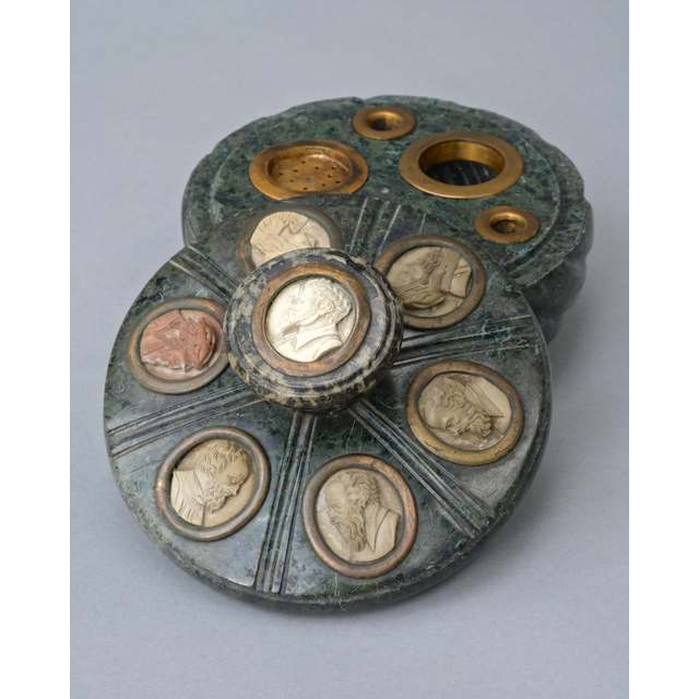 Grand Tour inkwell with lava stone cameos