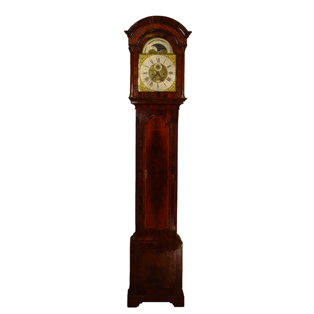 A good and attractive English walnut longcase clock with moonphase, by William Upjohn, circa 1730
