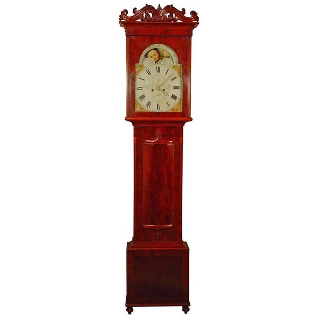 A Welsh mahogany longcase clock with moonphase W. Rowland Pwllheli circa 1830