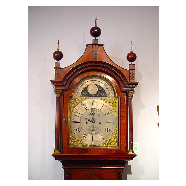 A fine English mahogany longcase clock with pagoda top by James Gibb Stockton circa 1770