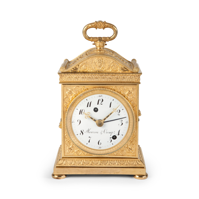 A Swiss ormolu 'pendule d'officier' with grande sonnerie, by Meuron & Compagnie, circa 1810
