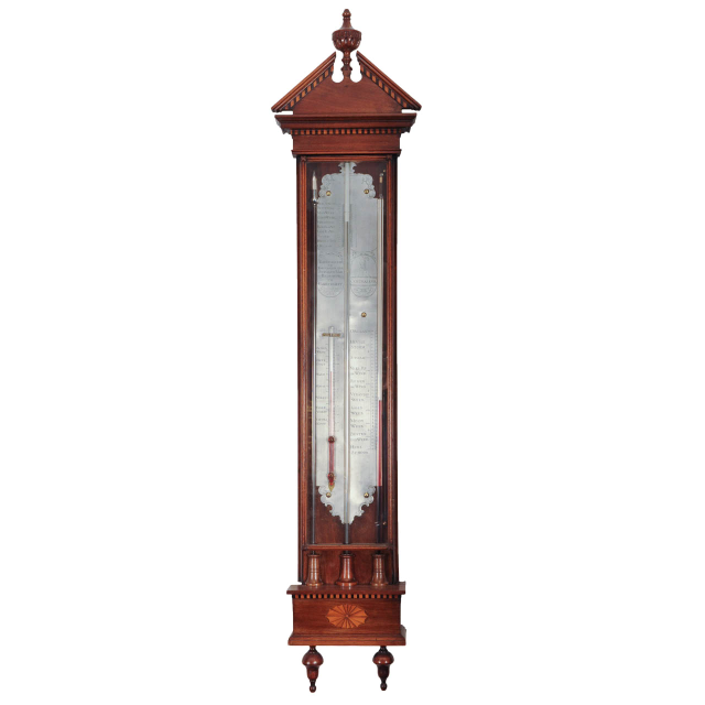 A good Dutch Louis XVI mahogany inlaid 'bakbarometer', by Zaveri Ori, circa 1800