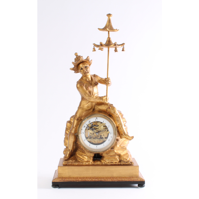 An Austrian parcel gilt sculptural quarter striking mantel clock with double automaton, circa 1830