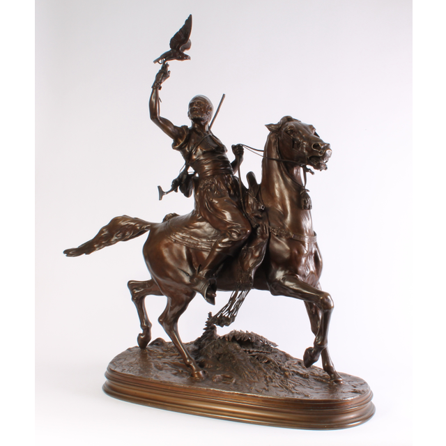 The Arab Falconer, a fine bronze statue by Pierre Jules Mene 1810 - 1879