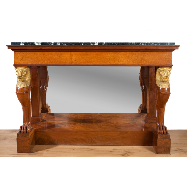 A French Empire mahogany ormolu marble console by Jacob Desmalter