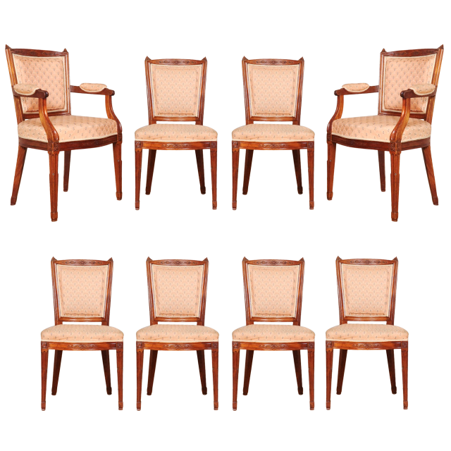 A set of eight Dutch mahogany dining chairs, circa 1800