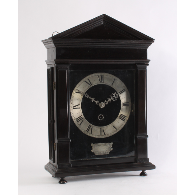 An early Dutch ebony and silvered 'Hague clock', by Christiaan Reynaert Haghe, circa 1665