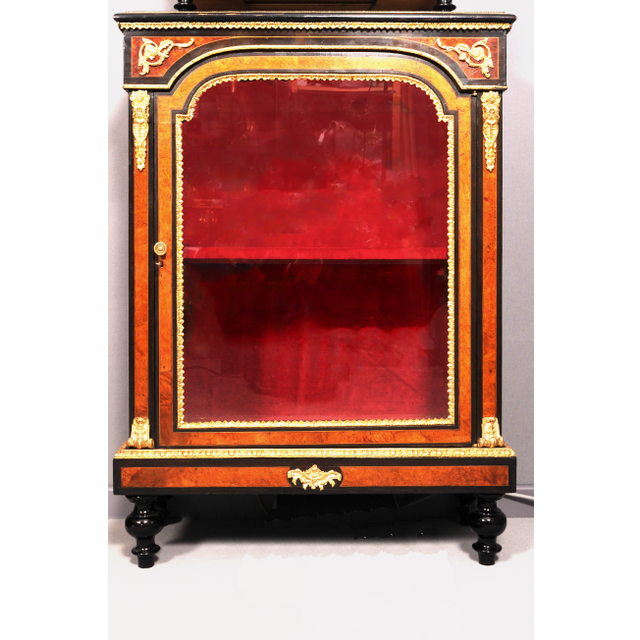 A Swiss amboyna display cabinet, circa 1880