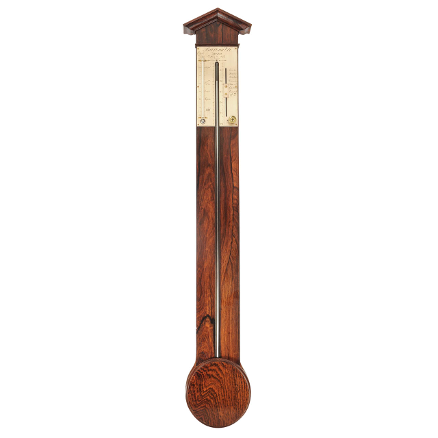 Een Franse barometer met een stok van palissanderhout, gemaakt door Adams, circa 1830.