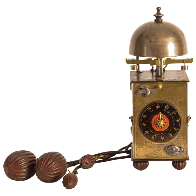 Een kleine Japanse messing lantaarnklok, omstreeks 1800