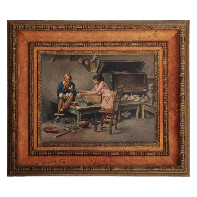 'A doll's doctor in his atelier' (oil on canvas) by Julius Singer, circa 1900