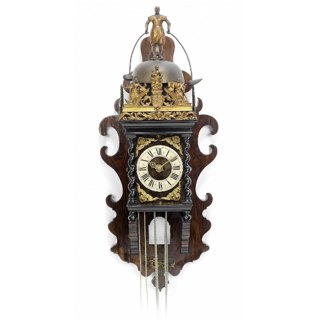 An early 18th century Zaandam wall clock with jaquemart, by Jan Koogies, Wormermeer