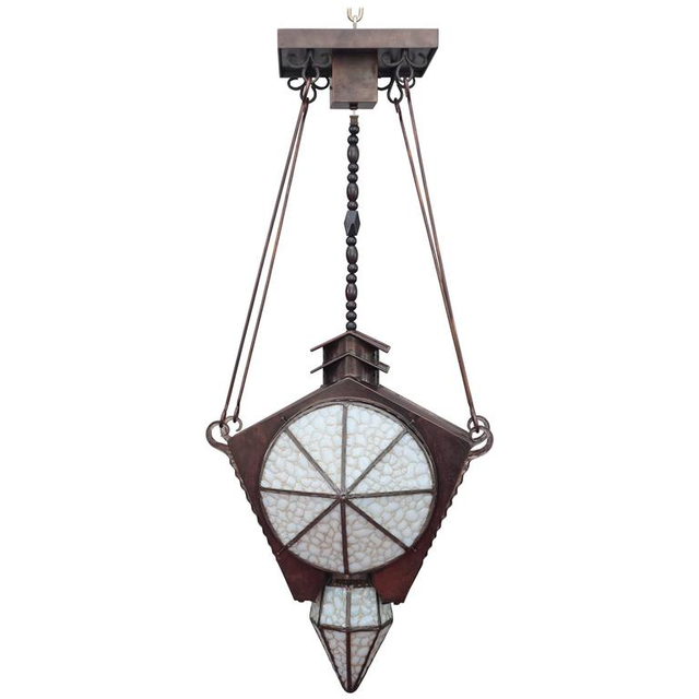 An unusual Amsterdam School Hanglamp from around 1900
