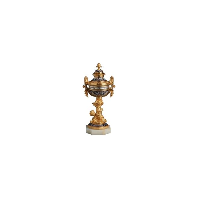 A beautiful French enamel and ormolu annular dial clock, circa 1860