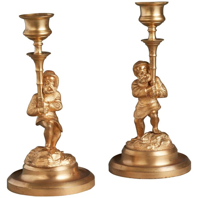 A pair of ormolu dwarf candlesticks, circa 1880