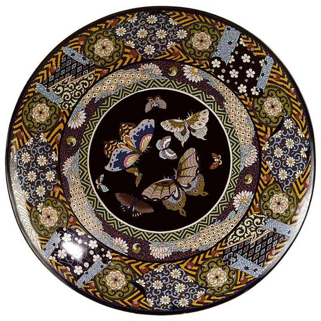 A large probably Japanese Cloisonné Charger from Meiji, circa 1900