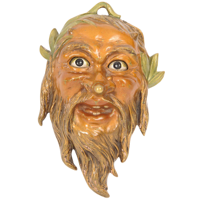 An unusual Austrian cold painted electrified ‘mask’ doorbell, circa 1880