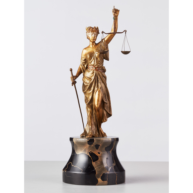 A beautiful early 20th century Viennese cold painted bronze depicting Lady Justice