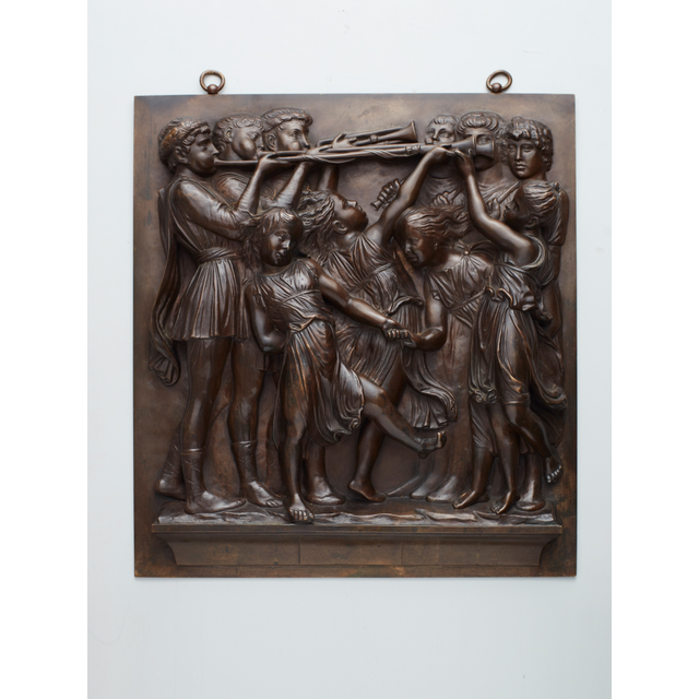 Bronze high relief wall decoration from trompeting group of children