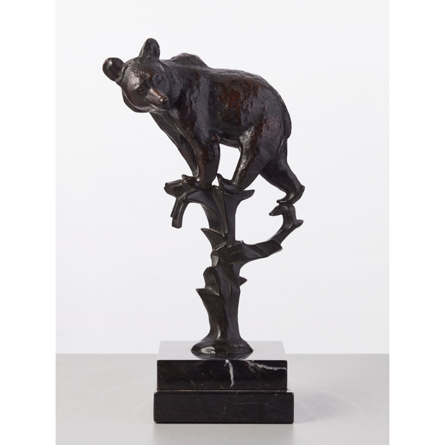 A German bronze art-deco sculpture of a bear in a tree by Anton Bushelberger, circa 1920