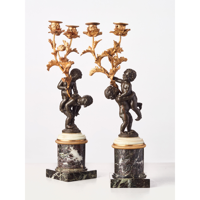 A Pair of French 'Louis XVI' figurative candelabras with putti, circa 1780