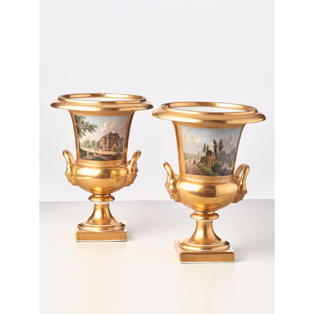 A fine pair of topographical porcelain vases with scenes of Haarlem, circa 1830