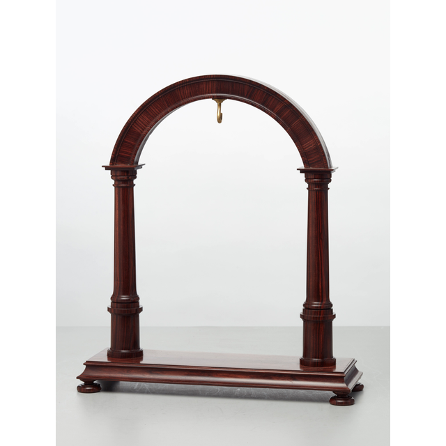 An elegant walnut contemporary custom made stand for displaying a watch