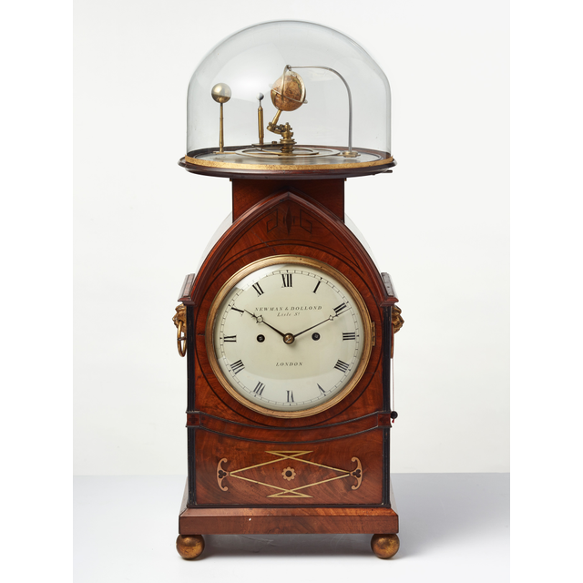 An unusual English mahogany bracket clock with Orrery by Newman & Dolland,circa 1830