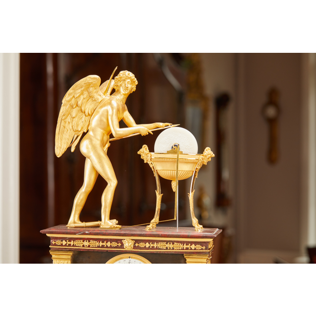 Geanimeerde Louis XVI / Empire schouw klok