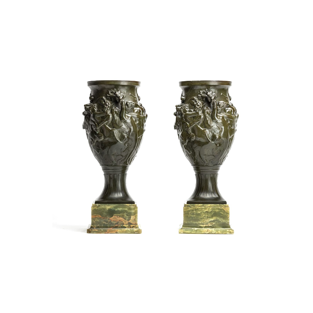 Art Nouveau bronze patinated vases