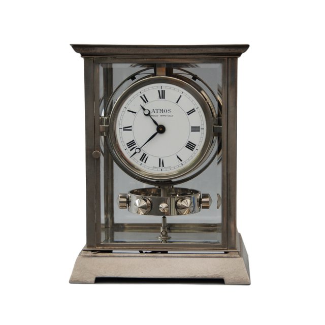 M122 Nickel art deco J.L. Reutter Atmos four-glass atmos clock, small version