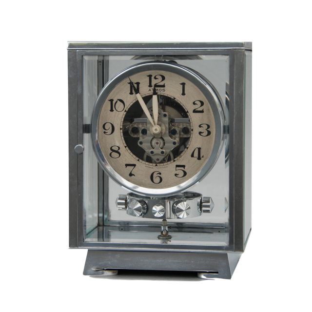 M115 Chrome  plated art deco J. L. Reutter four-glass Atmos clock