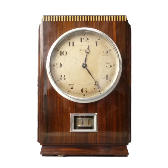 M154 Wooden Atmos clock, coromandel veneers, J.L. Reutter,model LG I,No 617, France circa 1930.