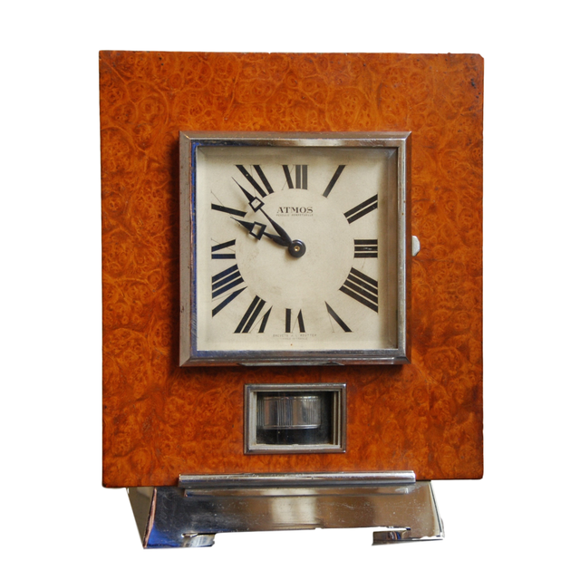 M161 Atmos clock, Amboina wood, J.L. Reutter, number 919, France circa 1930.