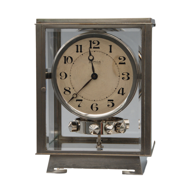 M176 Nickel plated art deco J. L. Reutter four-glass Atmos clock