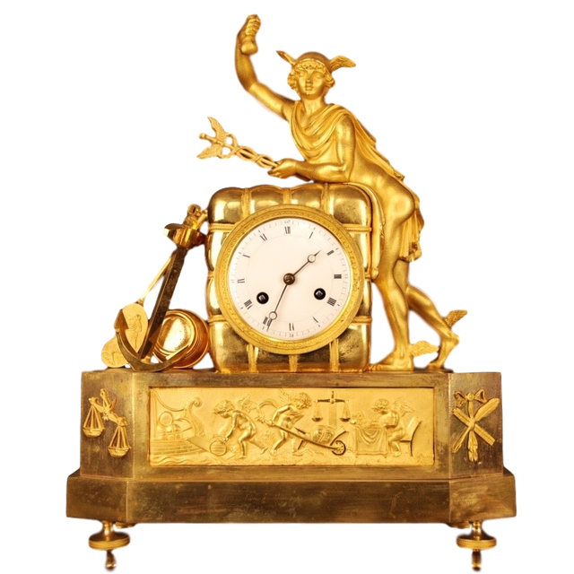 ABS29 Franse pendule, met een 'Mercurius/Hermes' voorstelling