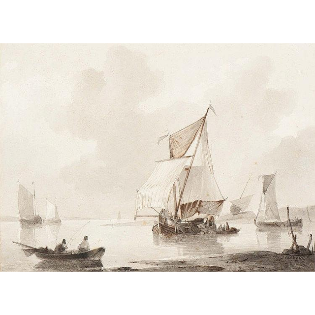 P39 J.C. Schotel - Pen in brown, ink in black, and grey wash on paper on cardboard