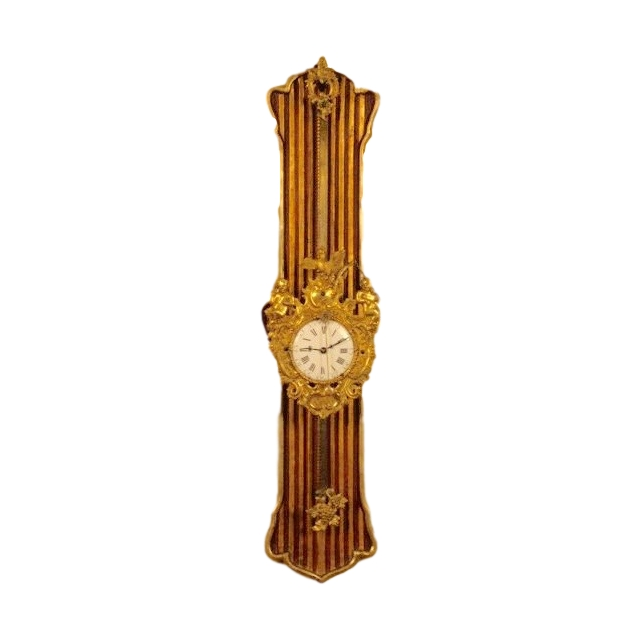 W30 Rack clock mounted on a shaped giltwood backboard.
