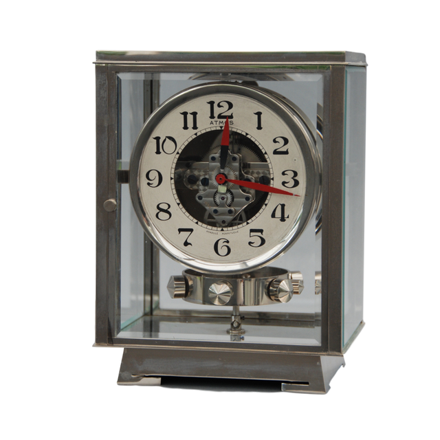 M183 Nickel plated art deco J. L. Reutter four-glass Atmos clock