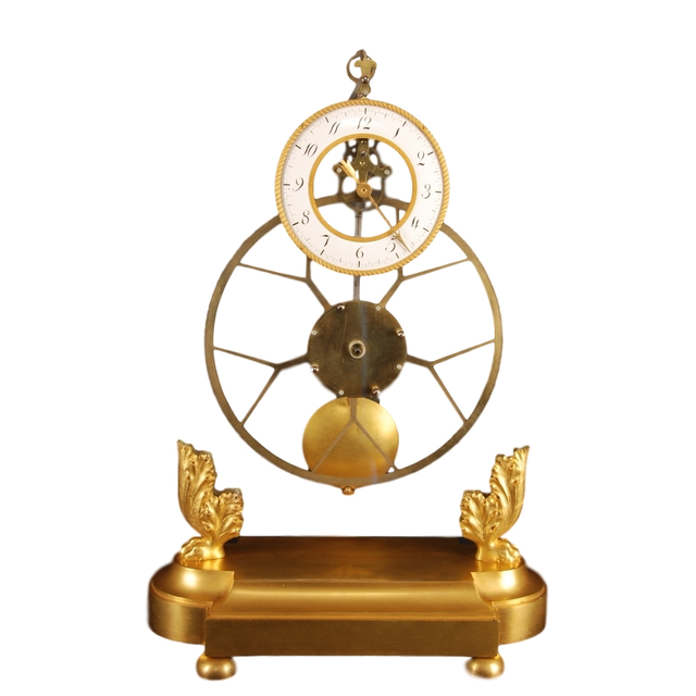 S06 A glass mounted skeleton clock