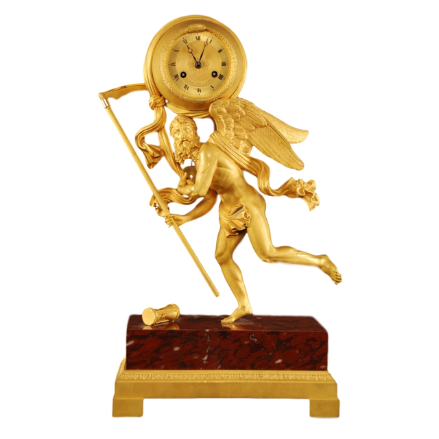 M69 Gilt bronze and marble 'Father Time' clock