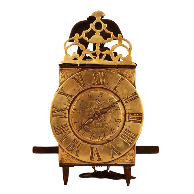 LA13 Early miniature French lantern alarm clock in unrestored original condition