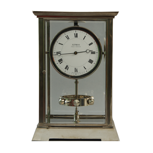 M204 Nickel art deco style J.L. Reutter Atmos four-glass atmos clock, tall version