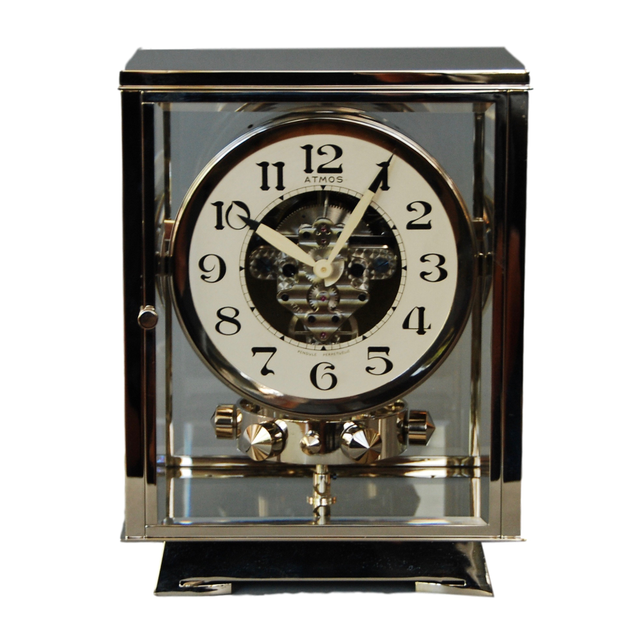M219 Nickel plated art deco J. L. Reutter four-glass Atmos clock.