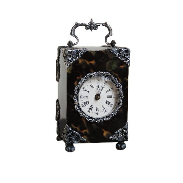 C12 Tortoise and silver travel clock